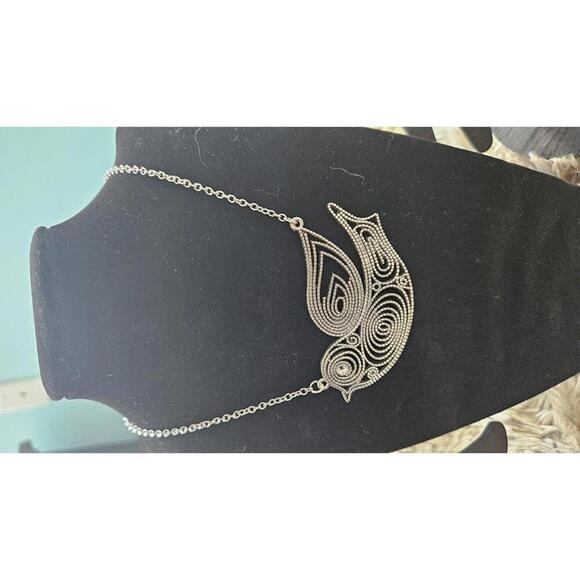 Silver Bird Pendant Necklace and Charm Bracelet Set - Picture 3 of 7